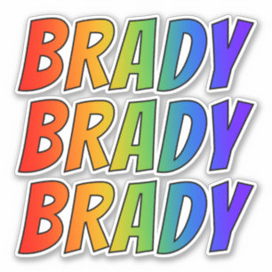 おもしろいの虹の着色の名"BRADY" シール