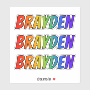 おもしろいの虹の着色の名"BRAYDEN" シール