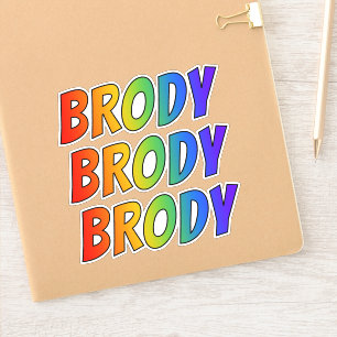おもしろいの虹の着色の名"BRODY" シール
