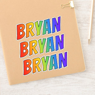 おもしろいの虹の着色の名"BRYAN" シール