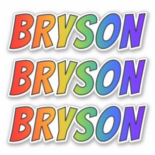 おもしろいの虹の着色の名"BRYSON" シール