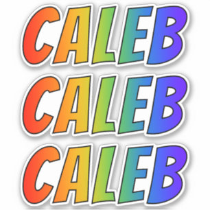 おもしろいの虹の着色の名"CALEB" シール