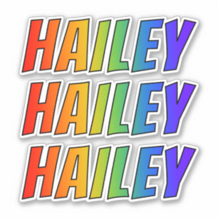 おもしろいの虹の着色の名"HAILEY" シール