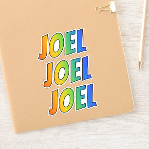 おもしろいの虹の着色の名"JOEL" シール