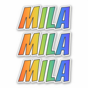 おもしろいの虹の着色の名"MILA" シール