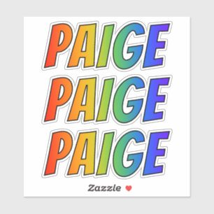 おもしろいの虹の着色の名"PAIGE" シール