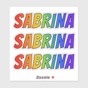 おもしろいの虹の着色の名"SABRINA" シール