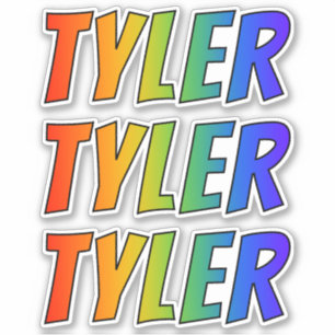 おもしろいの虹の着色の名"TYLER" シール