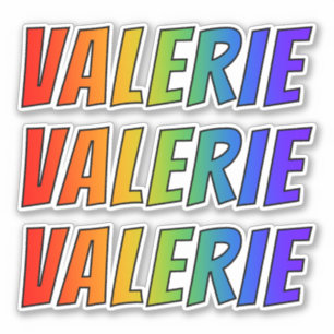 おもしろいの虹の着色の名"VALERIE" シール