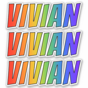 おもしろいの虹の着色の名"VIVIAN" シール
