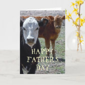 おもしろいの西部の幸せな父の日の子牛の子牛 カード (黄色い花)
