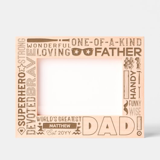 おもしろいの言葉#1父の日の記念パパの贈り物 レーザー彫刻フレーム (正面)