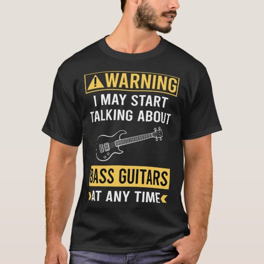 おもしろいの警告ベース・ギター・ギタリスト Tシャツ (正面)