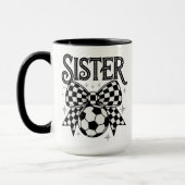おもしろいの贈り物サッカーファンと兄弟姉妹コケット弓 マグカップ (左)