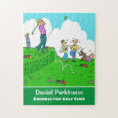 おもしろいの贈り物。ゴルフプレーヤーのティーオフが悪い。 ジグソーパズル (縦)