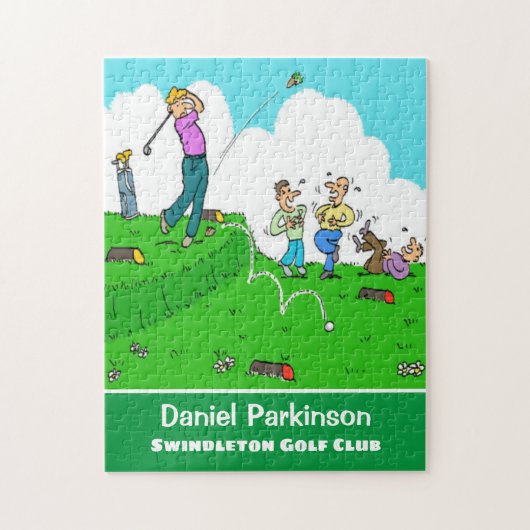 おもしろいの贈り物。ゴルフプレーヤーのティーオフが悪い。 ジグソーパズル (縦)