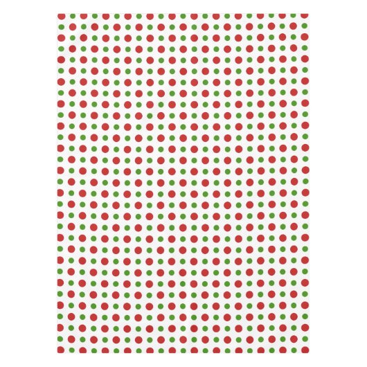 おもしろいの赤いおよび緑のクリスマスの水玉模様 テーブルクロス (正面)