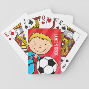 おもしろいの赤いサッカー遊のカード トランプ