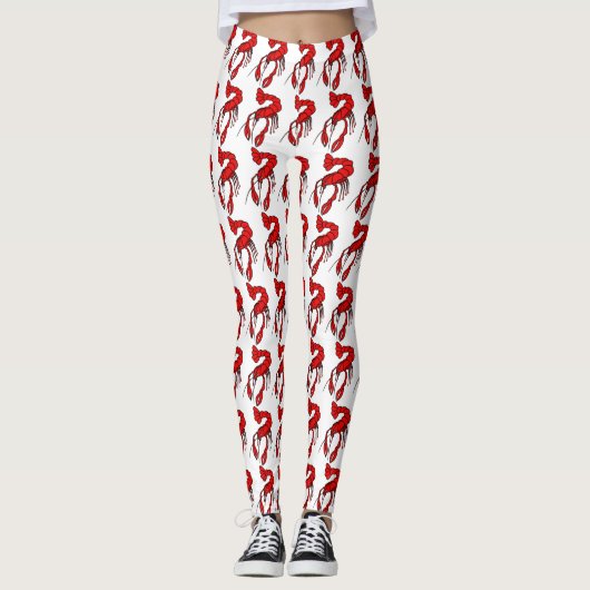 おもしろいの赤いCrawfishのデザイン レギンス (正面)