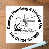 おもしろいの配管と暖房の漫画をパーソナライズする。 ラバースタンプ