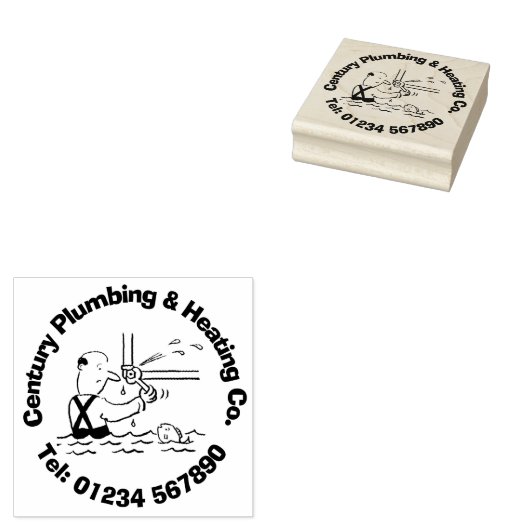 おもしろいの配管と暖房の漫画をパーソナライズする。 ラバースタンプ (押印)