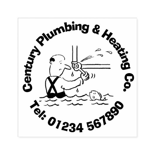 おもしろいの配管と暖房の漫画をパーソナライズする。 ラバースタンプ (インプリント)