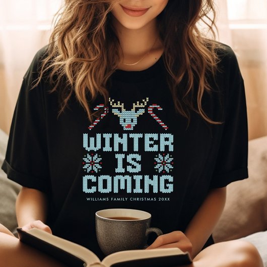 おもしろいの醜いクリスマスセーター冬は来のシャツ Tシャツ