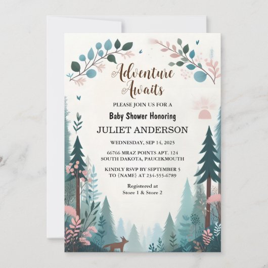 おもしろいの野生の母親の木の森の赤ちゃんシャワー 招待状 (正面)