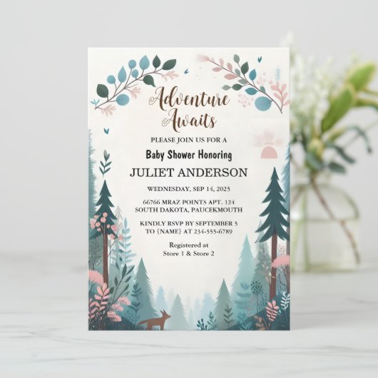 おもしろいの野生の母親の木の森の赤ちゃんシャワー 招待状 (スタンド正面)