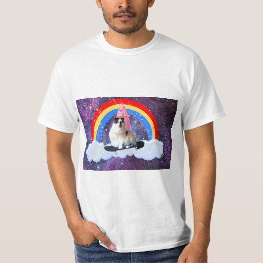 おもしろいの銀河系の虹のプリンセスのスケートボードのワイシャツメンズ Tシャツ (正面)
