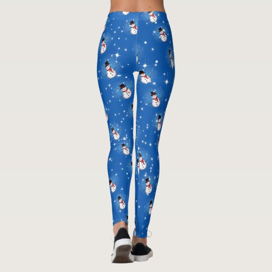 おもしろいの雪だるまは黒い帽子と赤いスカーフは青 レギンス (裏面)