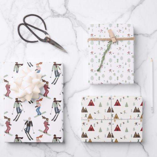 おもしろいの雪の休日ラッピング紙シート ラッピングペーパーシート (正面)