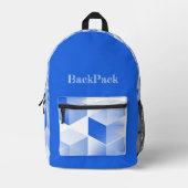 おもしろいの青いキューブ、パーソナ動揺してライゼーション プリントバックパック (正面)