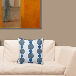 おもしろいの青い丸いビーズ付き文字列パターン クッション