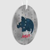 おもしろいの青い恐竜オンシルバー オーナメント (正面)