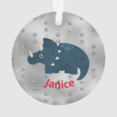 おもしろいの青い恐竜オンシルバー オーナメント (裏面)