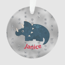 おもしろいの青い恐竜オンシルバー オーナメント