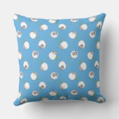 おもしろいの青い背景に青い羊のパターン クッション (裏面)