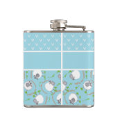 おもしろいの青および白くカスタムなスキットル、喜劇的なヒツジ フラスク (裏面)