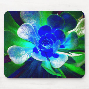 おもしろいの青および緑の芸術の花 マウスパッド