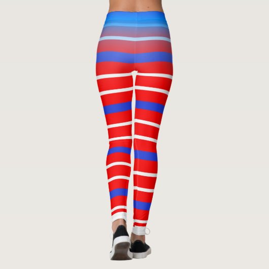 おもしろいの青と白の横ストライプ線の色 レギンス (裏面)
