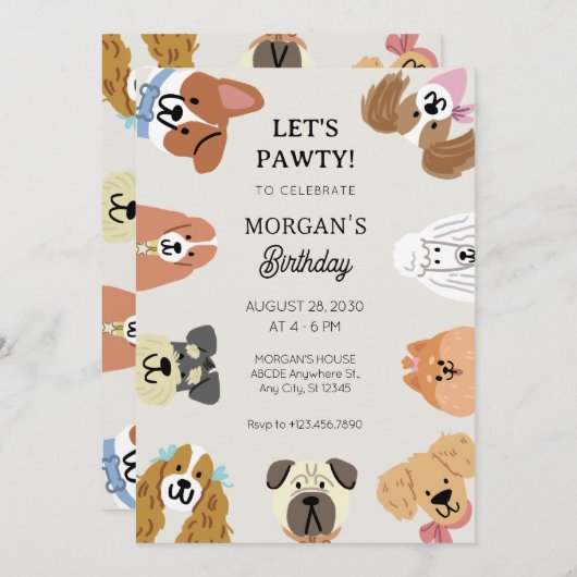 おもしろいの頭の誕生日 招待状 (正面/裏面)