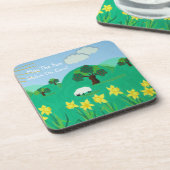 おもしろいの風光明媚なイラストレーションかわいい羊 コースター (左側)