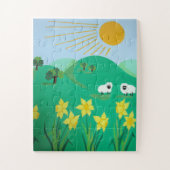 おもしろいの風光明媚なイラストレーションかわいい羊 ジグソーパズル (縦)