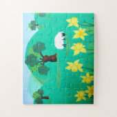 おもしろいの風光明媚なイラストレーションかわいい羊 ジグソーパズル (縦)