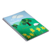 おもしろいの風光明媚なイラストレーションかわいい羊 ノートブック (右側)