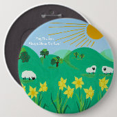 おもしろいの風光明媚なイラストレーションかわいい羊 缶バッジ (正面&裏面)