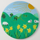 おもしろいの風光明媚なイラストレーションかわいい羊 缶バッジ (正面)