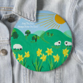 おもしろいの風光明媚なイラストレーションかわいい羊 缶バッジ (インサイチュ)