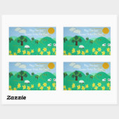 おもしろいの風光明媚なイラストレーションかわいい羊 長方形シール (シート)